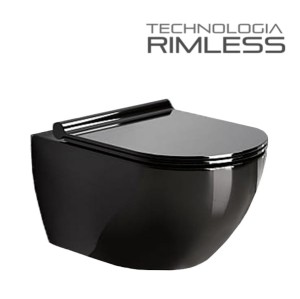 MUSZLA WC RIMLESS 49x36x36 cm CZARNA VERA + DESKA WOLNOOPADAJĄCA  DUROPLAST SLIM