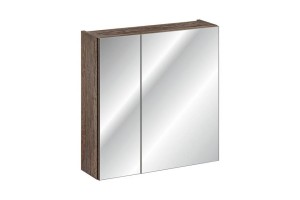 Szafka stanta fe oak z lustrem o szerokości 60 cm z dwoma szklanymi półkami w kolorze dębu vintage.