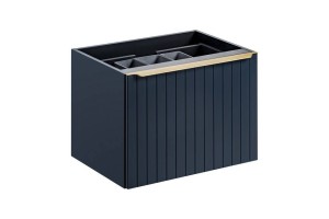 Szafka pod umywalkę o szerokości 60 cm z dwiema szufladami w kolorze niebieskim indygo.