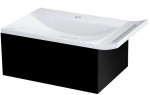 Szafka z syfonem 60x26x45 cm + umywalka kompozytowa 72x45cm, czarny mat, ZEUS
