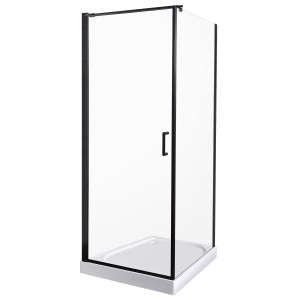 Kabina prysznicowa 80x80x212 cm / 5 mm z brodzikiem 16 cm, system „lift” , czarny mat Hera 