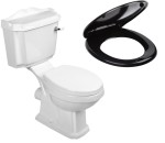 ANTIK kompakt WC, miska + spłuczka + mechanizm spłukujący + deska WC CZARNA, odpływ poziomy RETRO