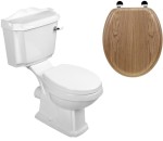 ANTIK kompakt WC miska + spłuczka + mechanizm spłukujący + deska WC dąb, odpływ poziomy RETRO