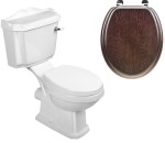 ANTIK kompakt WC miska + spłuczka + mechanizm spłukujący + deska WC orzech, odpływ poziomy RETRO 
