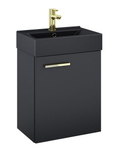 ZESTAW: Szafka + umywalka 45x61x29.8 cm wiszący czarny mat/złoty 