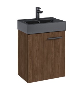ZESTAW: Szafka + umywalka 45x61x29.8 cm wiszący  ORZECH LINCOLN PDW/ ANTRACYT MAT