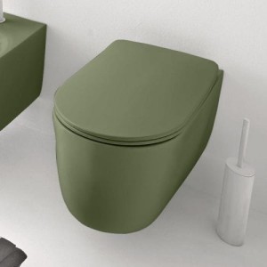 Miska WC wisząca  RIMLESS 35x55 cm / rozstaw 18 cm + DESKA , Zielony mat KERASAN NOLITA 