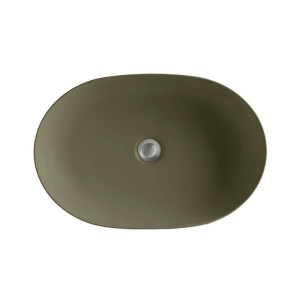 Umywalka ceramiczna  60x40x11 cm nablatowa , Zielony mat KERASAN NOLITA