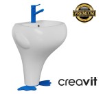 Umywalka 523x633x395 mm CREAVIT dla dzieci do przedszkoli DUCKY, biała/niebieski