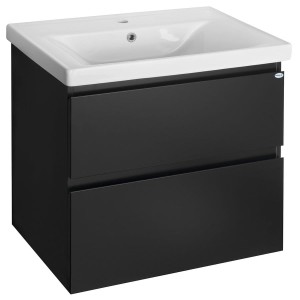 Szafka 67x60x45 cm z umywalką 70x16,5x46 cm , ALTAIR czarny mat  