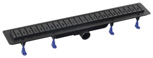 Odpływ liniowy 91x12,2x6,5 cm z rusztem ze stali nierdzewnej, superflow DN50,  KLAVER BLACK 