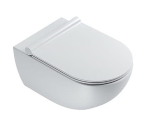 Zestaw:  Miska WC 54x35 cm Newflush bez kołnierza z deską SLIM wolnoopadającą satin white Catalano Sfera