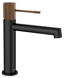 Bateria umywalkowa 20 cm czarny/miedź mat,  SOLARIS