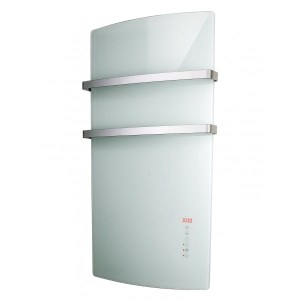 Grzejnik elektryczny łazienkowy, białe szkło, 52x105x12,5cm, 1500W