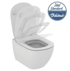 Miska WC 53.5x36.5cm wisząca z ukrytymi mocowaniami AquaBlade + deska wolnoopadająca SLIM,   biała Ideal Standard Tesi  