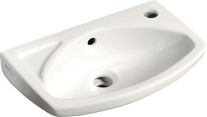 Mała umywalka ceramiczna 45x28 cm podwieszana biała