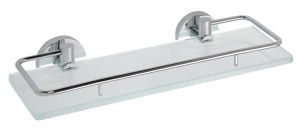 Półka szklana z relingiem 300x55x130mm, chrom  X-ROUND