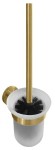  Szczotka WC ścienna wiercenie/ klejenie 95x370x140 mm, pojemnik mleczne szkło, złoty mat X-ROUND GOLD  