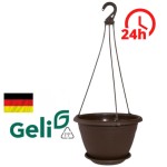 Doniczka GALICIA 25 cm+ uchwyty do zawieszenia+ podstawka,  brąz  / WYSYŁKA 24H
