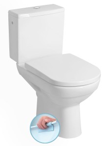 Kompakt WC  37x77x67cm RIMLESS  , odpływ pionowy/poziomy+ deska Soft Close , biały BEHRENS