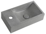  Mała umywalka 40x22 cm betonowa z korkiem, czarny granit CREST LEWA