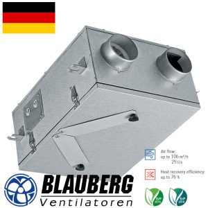 Rekuperator 106 m3  497x374x125 cm, Blauberg KOMFORT Ultra D 105-A