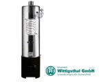 Bojler na drewno 100L odporny na ciśnienie z wymiennikiem ciepła,  ZW100 inox/czarny do 60m2,  Wittigsthal