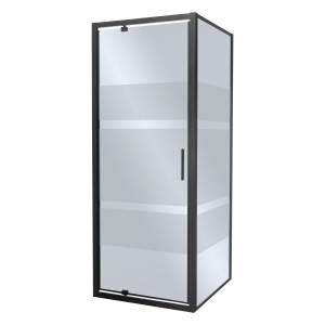 Kabina prysznicowa 79x79x190 cm / 6mm z brodzikiem slim ,czarna /grafitowe z matowymi pasami,  Tomar 80
