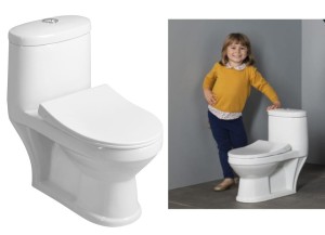 Kompakt  WC dla dzieci do przedszkoli 53x50 cm  z deską Easy Take ,  odpływ pionowy/poziomy, biały PETIT 