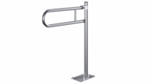 Uchwyt łazienkowy podłogowy uchylny dla osób niepełnosprawnych 60 cm/Ø 32 mm /120kg , stal nierdzewna mat