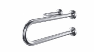Uchwyt łazienkowy trójnożny lewy dla osób niepełnosprawnych, 55cm/Ø 32 mm/150kg, stal nierdzewna mat