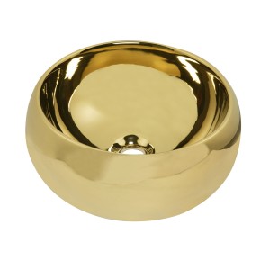 Umywalka ceramiczna nablatowa 40x15,5 cm okrągła, złota MISA 