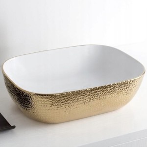 UMYWALKA CERAMICZNA 45,5x32x14 cm NABLATOWA,złoto-biała skóra węża 