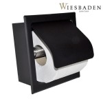 Wbudowany uchwyt na papier toaletowy z pokrywą 162x152x72 mm , matowo czarny