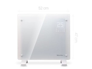 Grzejnik konwektorowy 52x47x7,5 cm / 1000W + WiFi, Szklany Panel Biały