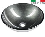 Umywalka szklana 42 x 14 cm  METALICZNY SZARY /Ręczna robota