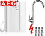 Bojler 5 L / 2kW bezciśnieniowy- podumywalkowy kl. A , AEG 222164 HUZ 5 +  Bateria kuchenna bezciśnieniowa trójdrożna do podgrzewaczy wody ,chrom