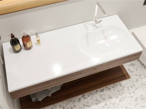 Umywalka asymetryczna z ociekaczem nablatowa 120 x 50 cm Miraggio