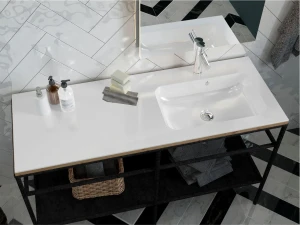 Umywalka z lanego marmuru asymetryczna prawa 120 x 45 cm DELLA 1200 R Miraggio