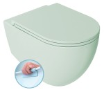 Miska WC wisząca Rimless 36,5x53cm / 18 cm rozstaw śrub + Deska WC SLIM, Easy Take, Soft Close,  INFINITY mint