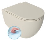 Miska WC wisząca Rimless 36,5x53cm / 18 cm rozstaw śrub + Deska WC SLIM, Easy Take, Soft Close,  INFINITY  ivory