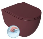 Miska WC wisząca Rimless 36,5x53cm / 18 cm rozstaw śrub + Deska WC SLIM, Easy Take, Soft Close,  INFINITY maroon red mat 