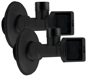 Zawór kątowy 1/2"x3/8" bez nakrętki, para czarny mat