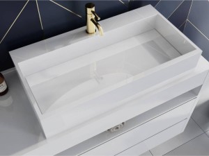 Umywalka 78,7 x 42 cm z lanego marmuru prostokątna  MARES 800 Miraggio