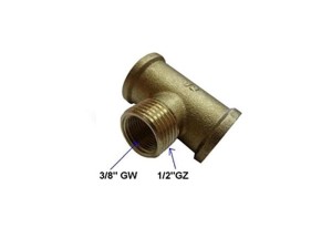 Trójnik z gwintem dwustronnym 1/2'' x 3/8'' GW / 1/2'' GZ x 1/2''