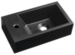 Mała umywalka kompozytowa 40x11x22 cm czarny mat, bateria z lewej  AMAROK strony