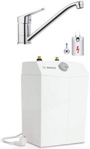 Bosch Tronick bojler 5 l  39x25,8x22 cm bezciśnieniowy podumywalkowy + bateria umywalkowa chrom 