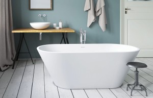 Wanna wolnostojąca 166x 72,5x63 cm / 240 l , Silkstone – współczesy marmuru biały mat DECO NUDO