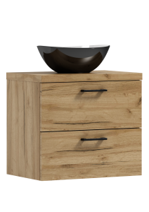 Podwieszana szafka 53,2x50x40,6cm craft złoty z umywalką czarną  LUNA 50 ADK MEBLE  