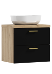 Podwieszana szafka 53,2x60,5x40,6cm czarny front z umywalką LUNA 60 ADK MEBLE 